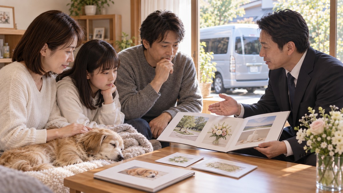 ペットちゃんの思い出を振り返りながら見送り方を考えるご家族