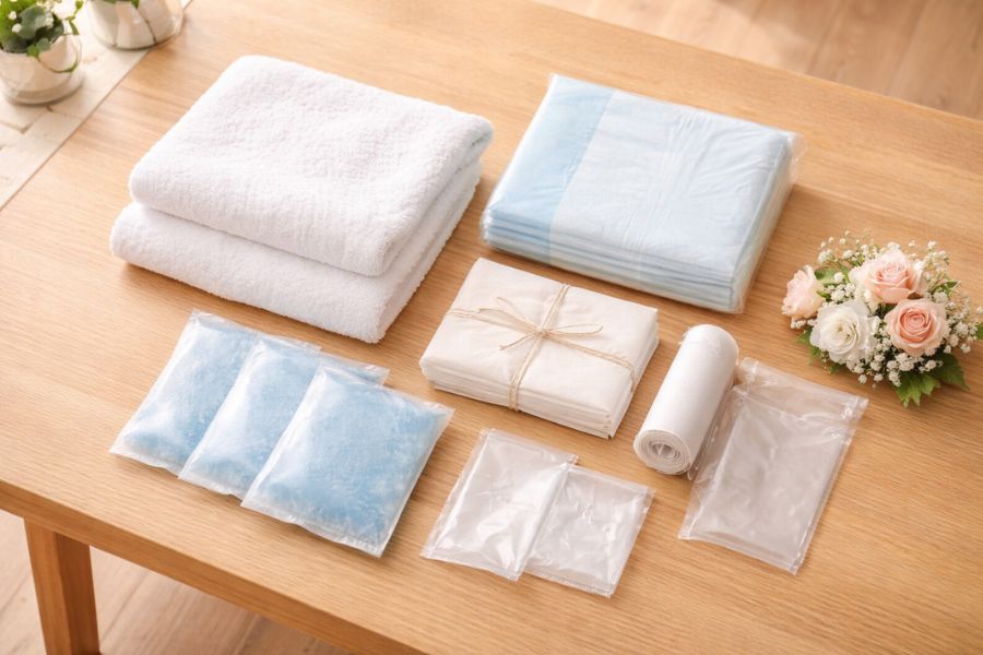ペットの遺体安置に必要なタオル・保冷剤・ペットシートなどの準備品