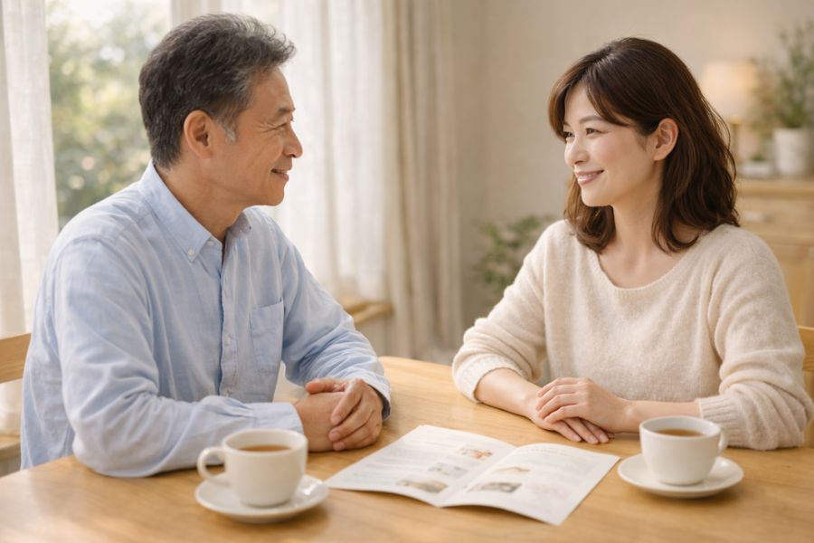 ペット火葬のプランについて家族で相談する様子